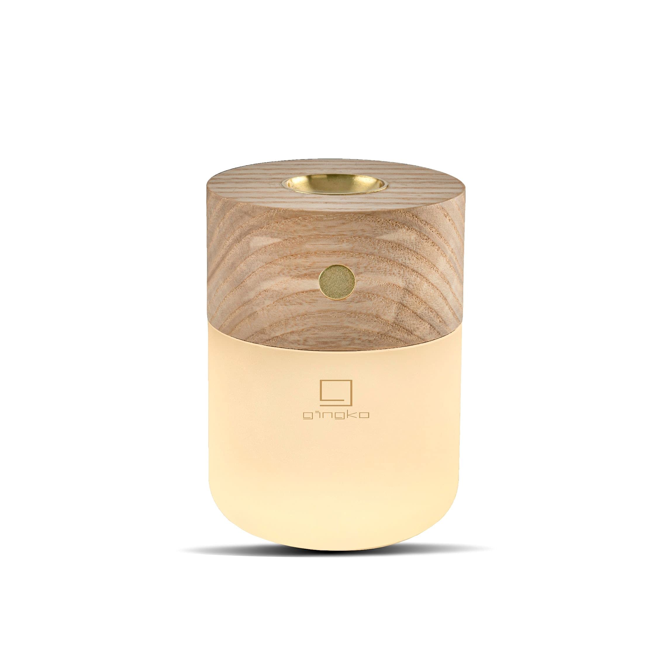 Gingko Smart Diffuser Lampe • Duftöldiffuser mit Stimmungslicht • dimmbar • aus nachhaltigem Holz • kabellos, wiederaufladbar • Walnuss