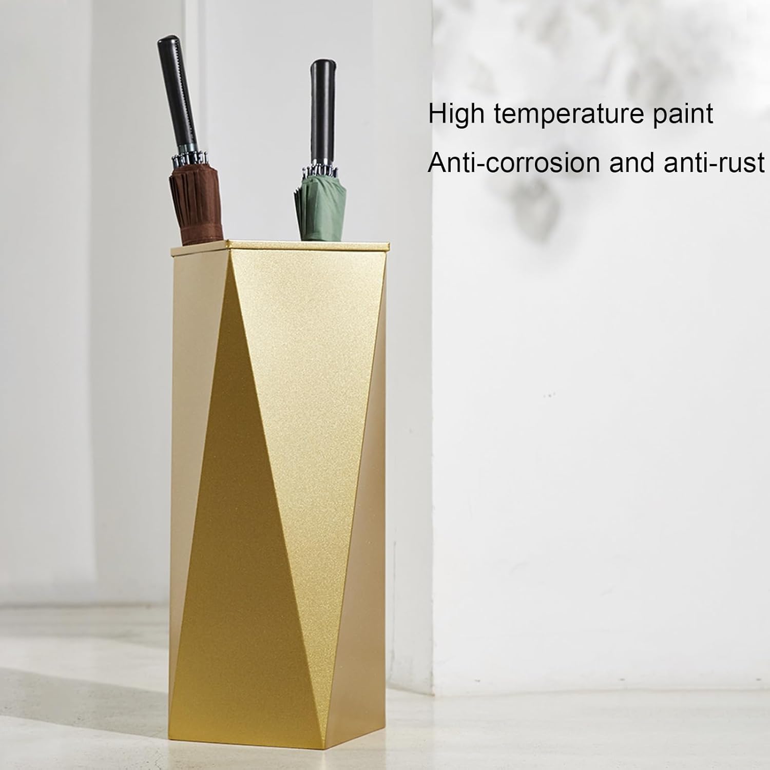 Modern Rectangular Umbrella Stand, Large Capacity Metal Umbrella Holder, Easy Drainage, Stylish Organizer for Long & Short Umbrellas (Color: Green)