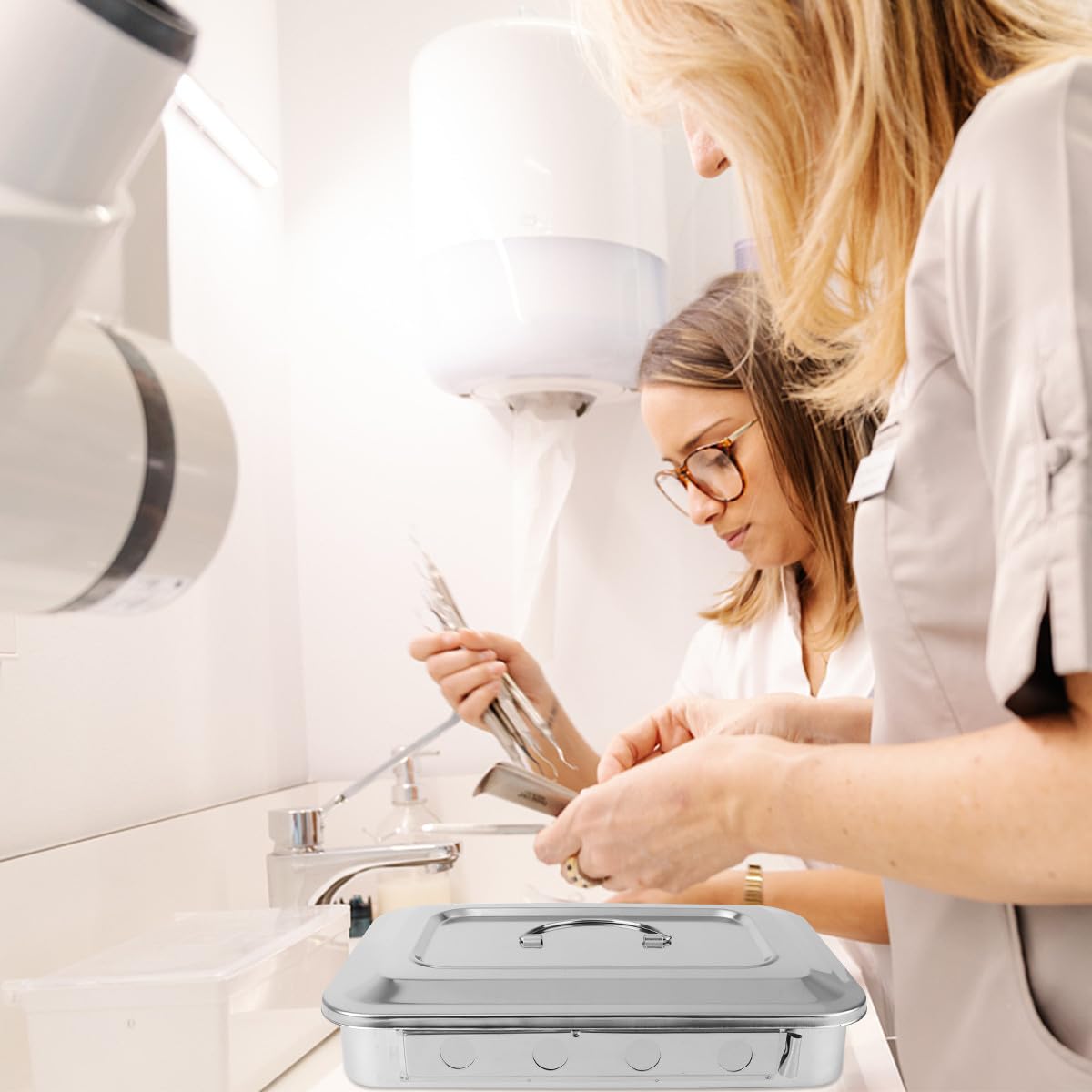Thermometerbox aus Edelstahl Rund Steril Sterilisationsbox für Gesunde und Ordentliche Aufbewahrung in Schönheitsbranche und Innenbereich