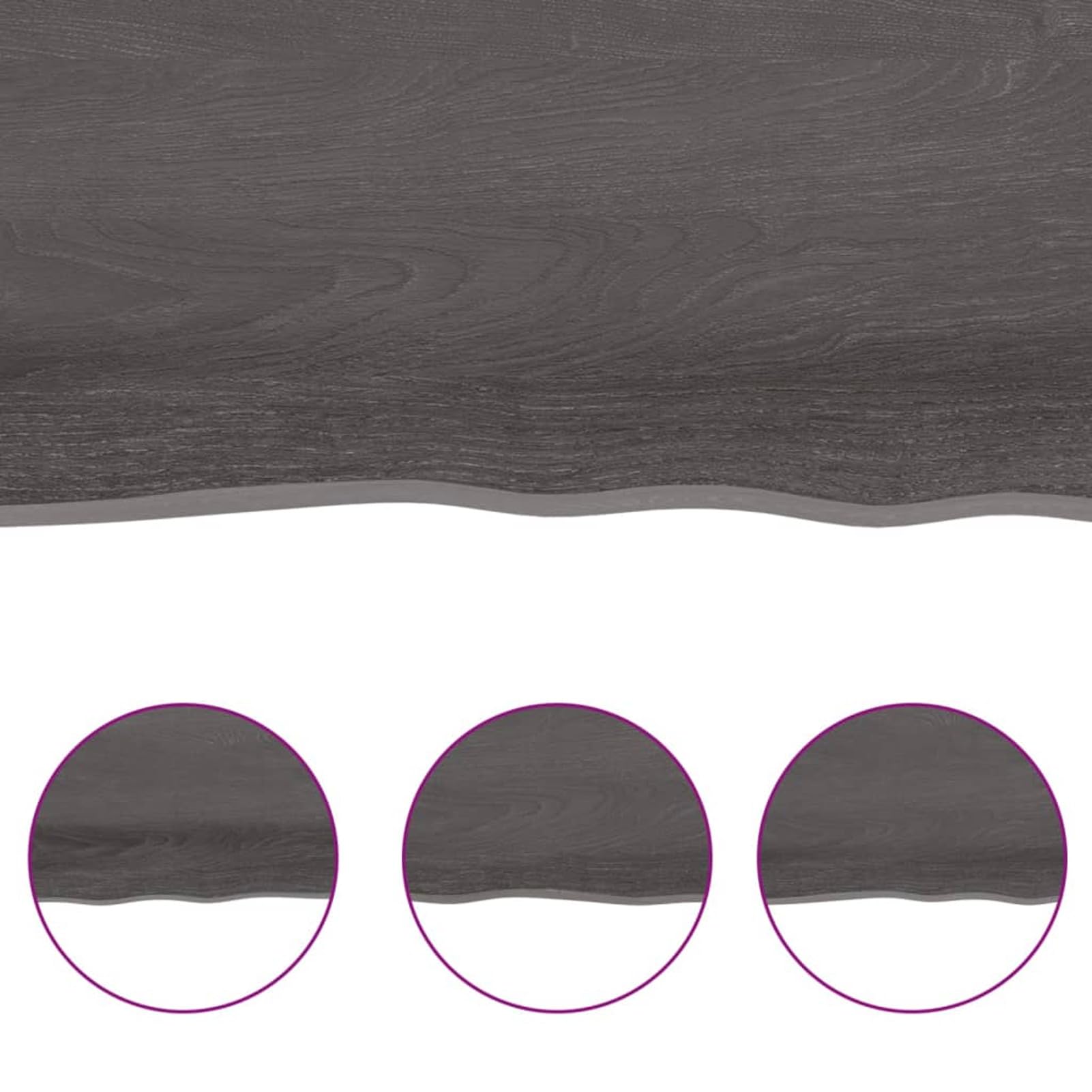 Homgoday Piano del tavolo marrone scuro 140 x 40 x (2 – 6) cm in legno massello trattato Live Edge, piano di ricambio per cucina e caffè, tavolo da pranzo, scrivania, piano di lavoro, mobili da banco