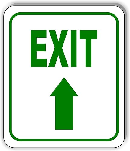 EXIT DIRECTIONAL UPWARD ARROW GREEN Aluminum Composite Outdoor Sign 15" x18"