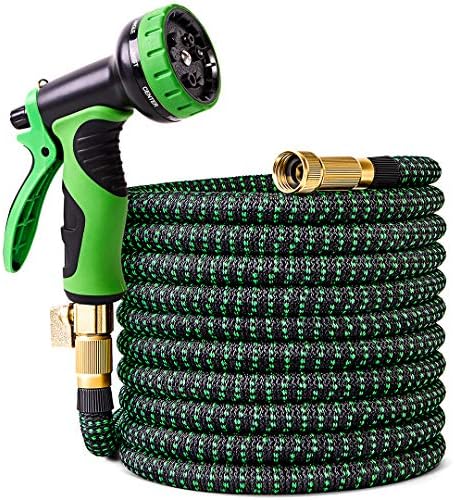 100 ft Garden Hose,Lightweight Garden Water Hose with Solid Brass Fittings,Extra Strength Fabric Gardening Flexible Hose,Easy to Storage No Kink Garden Hoses 9 Function Spray Nozzle