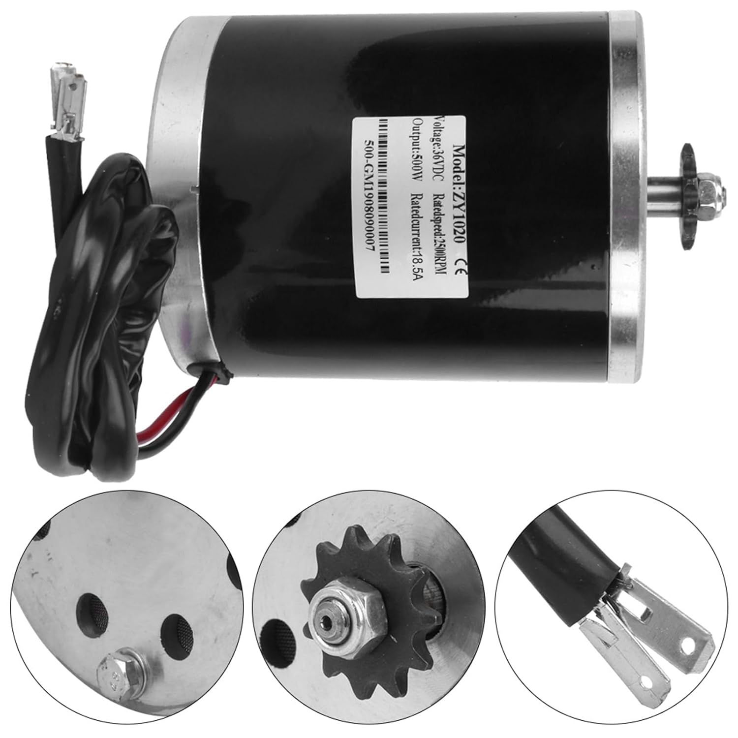 Metal High Speed Motor with Feet Accessory for DIY Electric Scooter Three Wheel Scooter 36V500W 48V500W 17x10.7cm (36V500W)