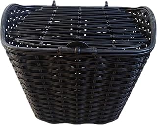 Garneck Panier de Vélo en Osier Rectangulaire Toto Panier pour Enfants en Osier Paniers de Vélo avant Filles Garçons Paniers de Vélo (Noir)