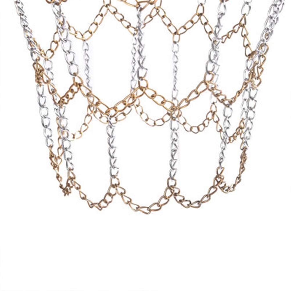 Basketballnetz mit Stahlkette, 12 Verschlussreifen, zweifarbiges Metall, Basketballnetz