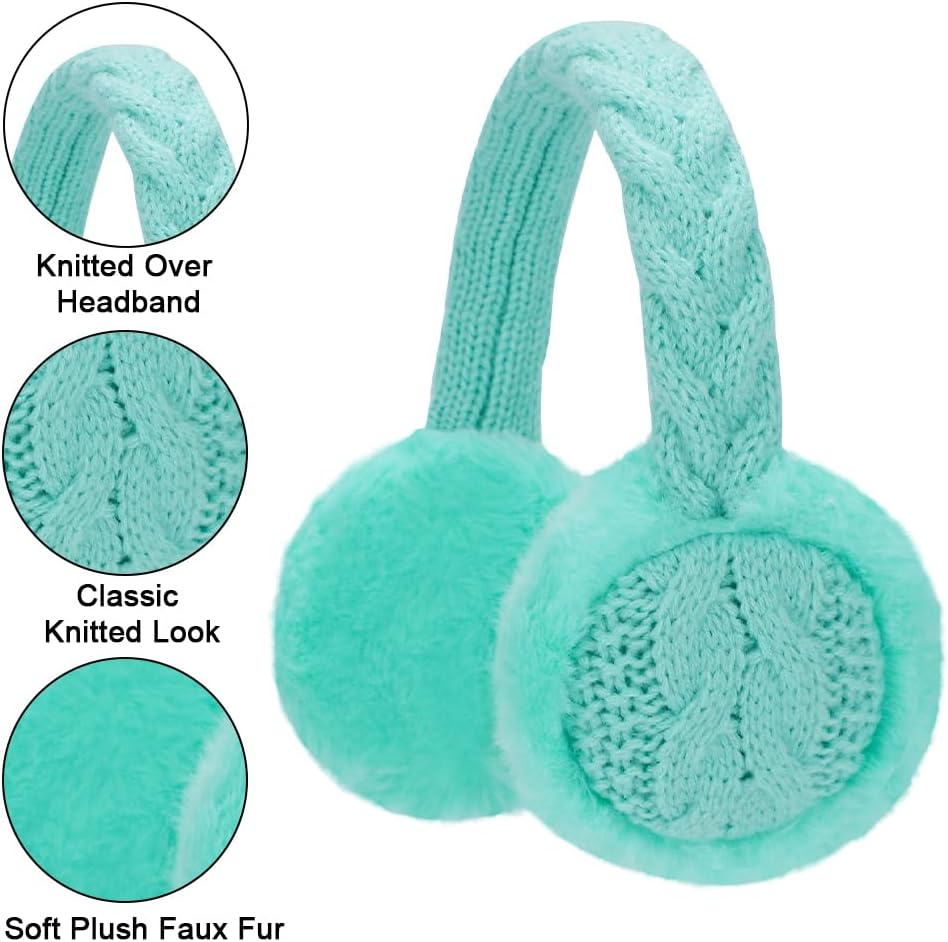 Winter Knit EarMuffs for Kids Warm Furry Girls Ear Muffs Plush Toddler Ear Warmers Outdoor Ear Covers - Image 2