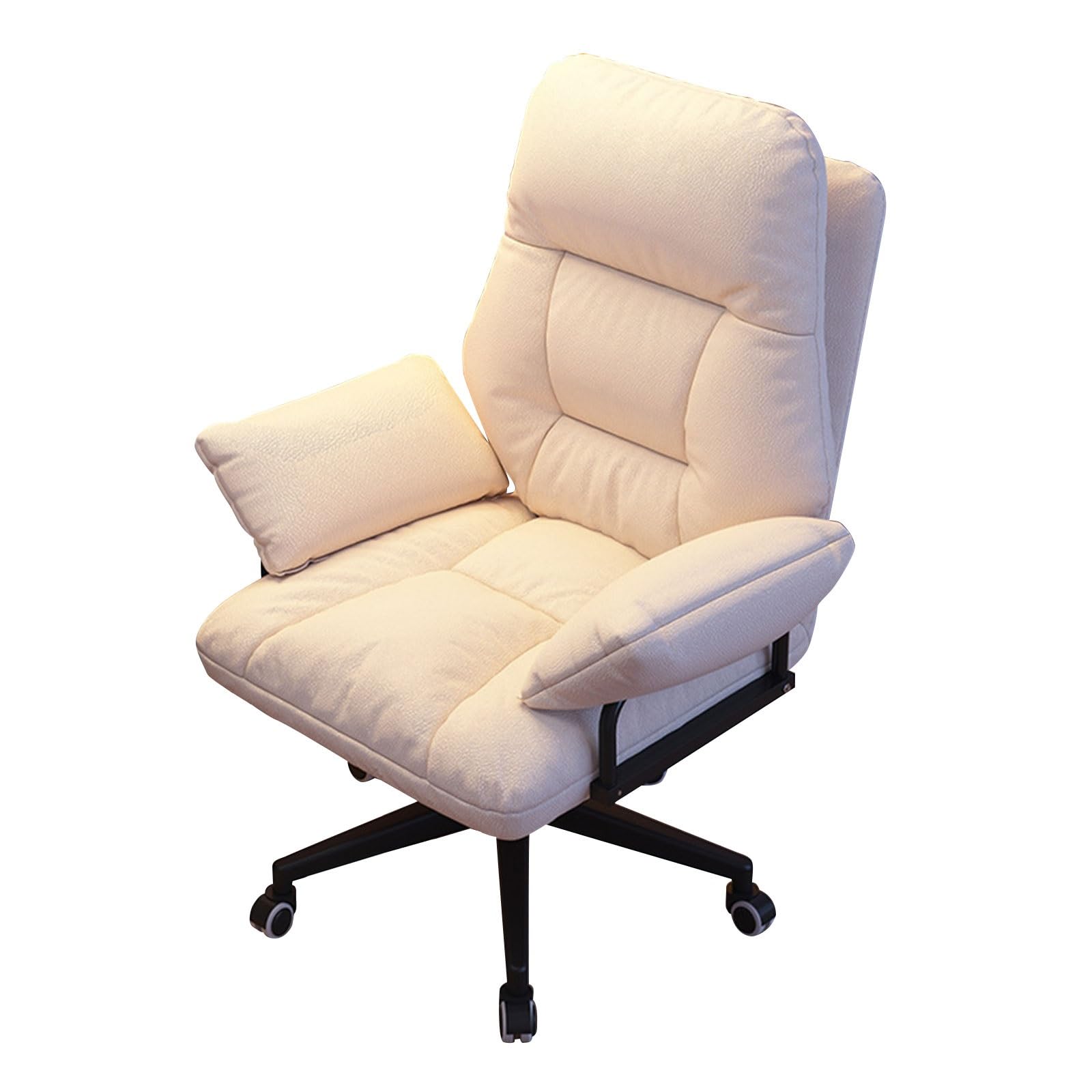 Ergonomiczne krzesło biurkowe do domowego biura, z regulacją wysokości, krzesło komputerowe z miękkim wyściełanym siedzeniem, wygodne krzesło do nauki na kółkach, relaksujące, beżowe krzesło biurowe
