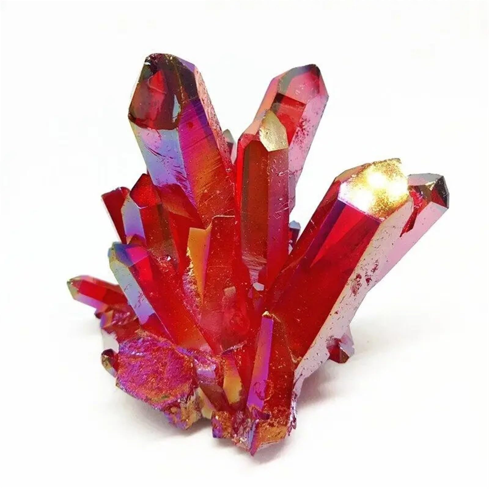 Aura Red Titanium Crystal Point Quartz Cluster Ornaments (Size : 150-200g)