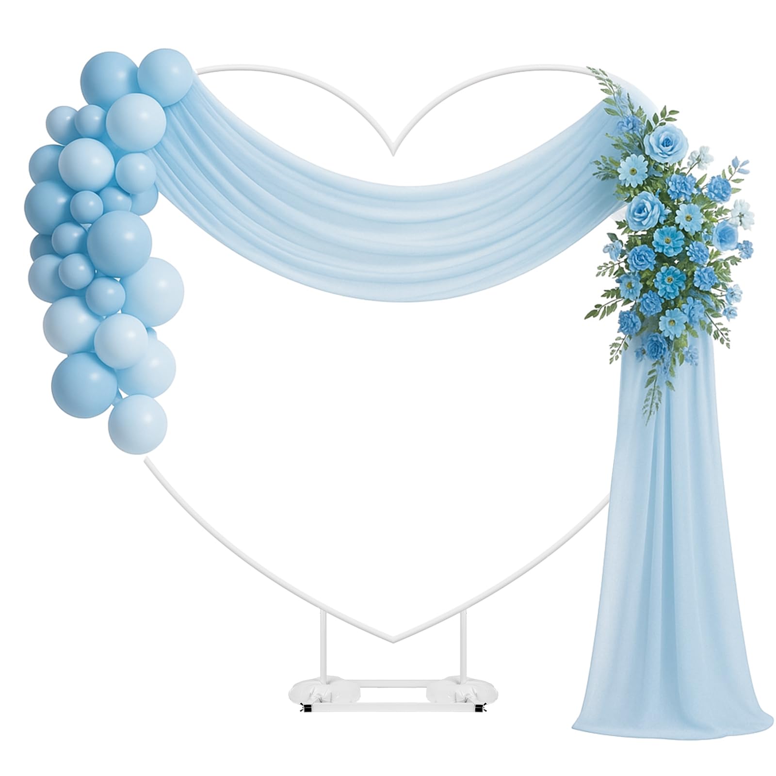 6.6FT Heart Arch Stand for Proposal Heart Shaped Backdrop Stand Wedding Arch Stand for Ceremony Valentine's Day Birthday Party Baby Shower Decorations (White)