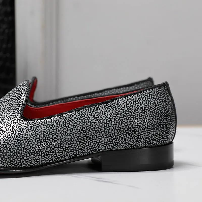 Authentic Real True Stingray Skin Men's Dress Loafers Genuine Exotic Leather High-end Craft Handmade Male Slip-on Shoes2