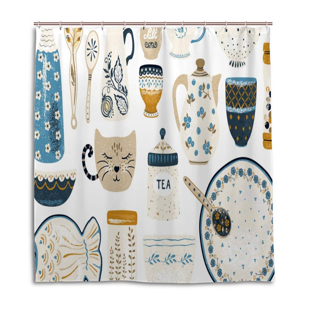 Rideau de douche anti-moisissure et étanche en polyester 168x183cm pour baignoire
