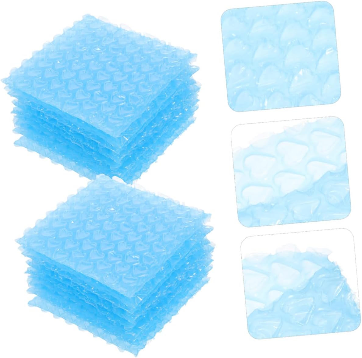 100pcs Heart-shaped Bubble Packaging Bags for Glasses and Ceramics Cushioning for Shipping and Sky Blue