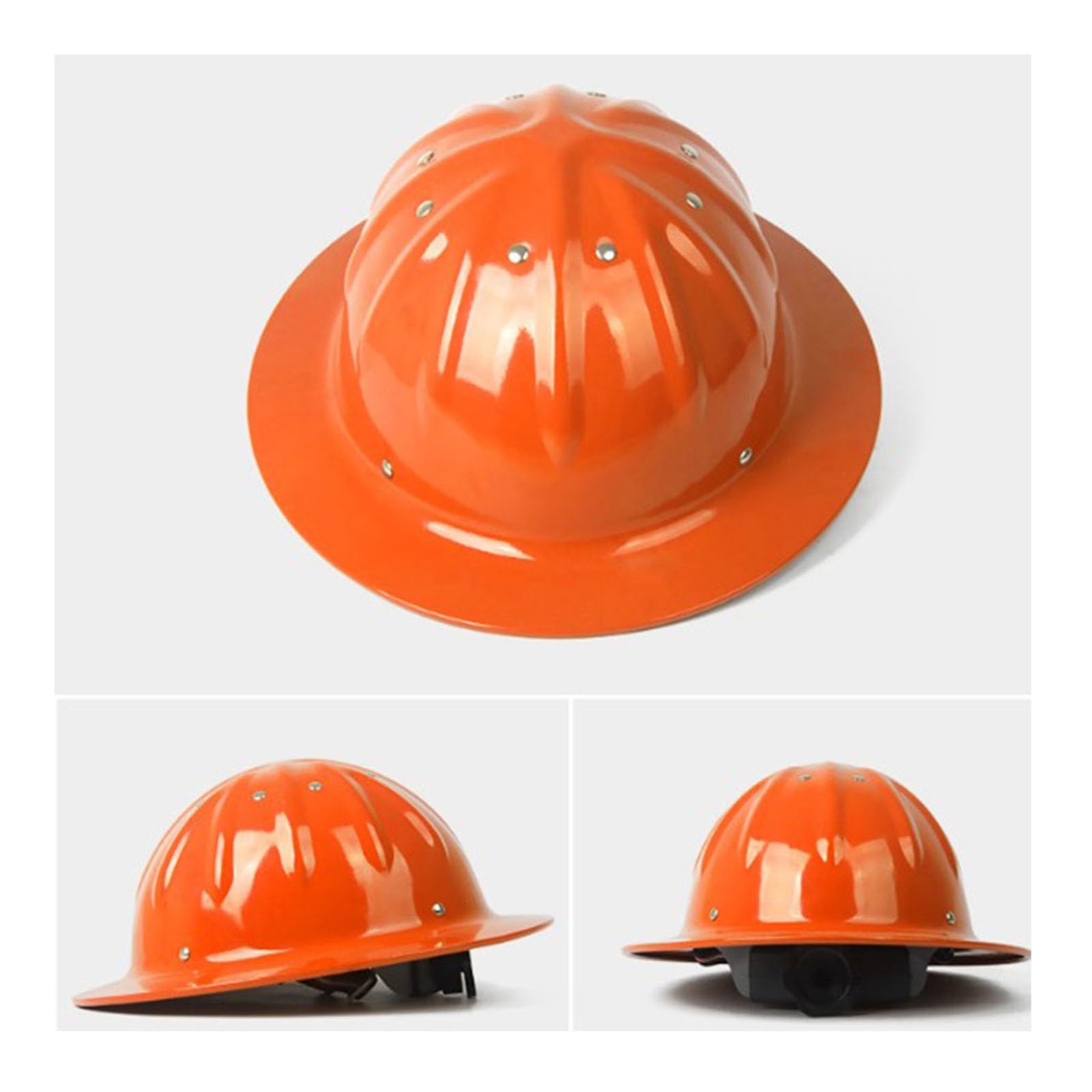 Aluminiumhelm Hochfester Helm 4-Punkt-Befestigung Helmoberseitenverstärkung Design mit Voller Krempe Geeignet for Baustahlminen (Orange)