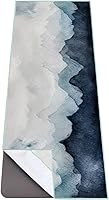 QIYI Non-Slip Yoga Mat Towel with Corner Pockets - Sweat Absorbent Hot Yoga Towel 70x26 Inch Watercolor Mountain, Travel Bag Included
