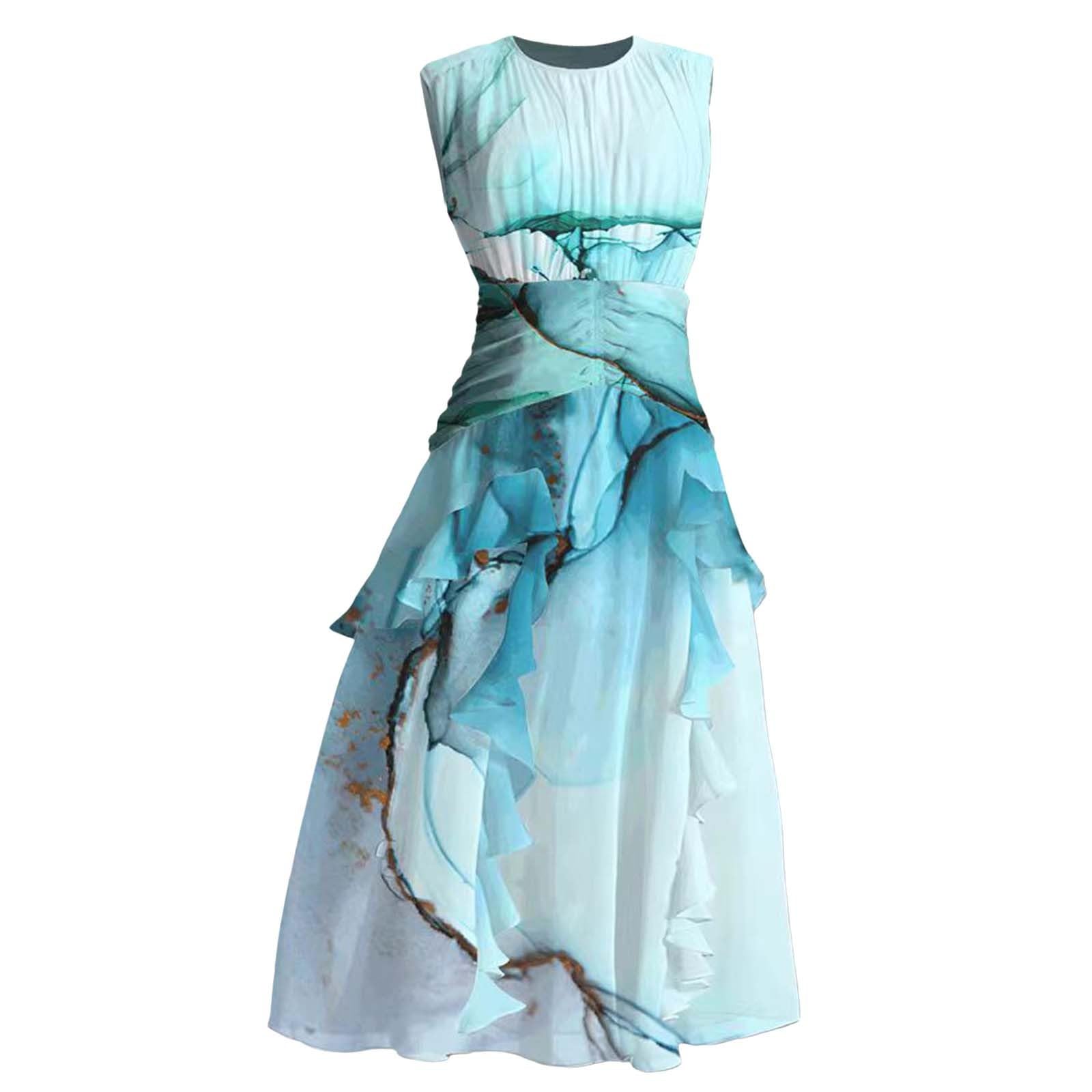 Robe d'invitée de mariage fluide sans manches pour silhouette légère - 4