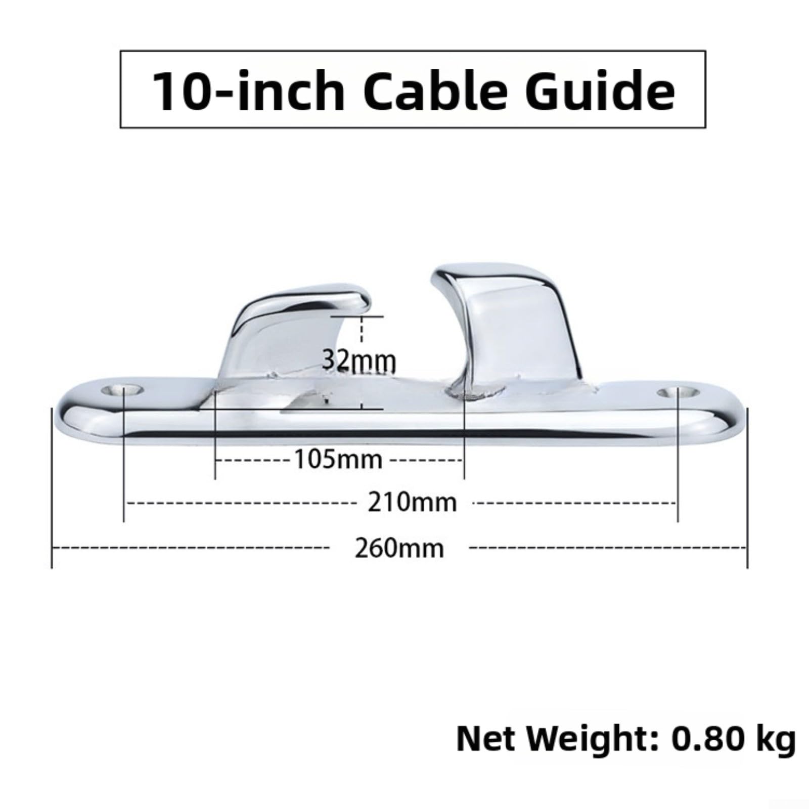 Per Marine Grade 316 per corda in acciaio inossidabile guida linea tacchetto concavo passacavo arco cuneo per barche e yacht costruzione robusta resistente (25,4 cm destra)