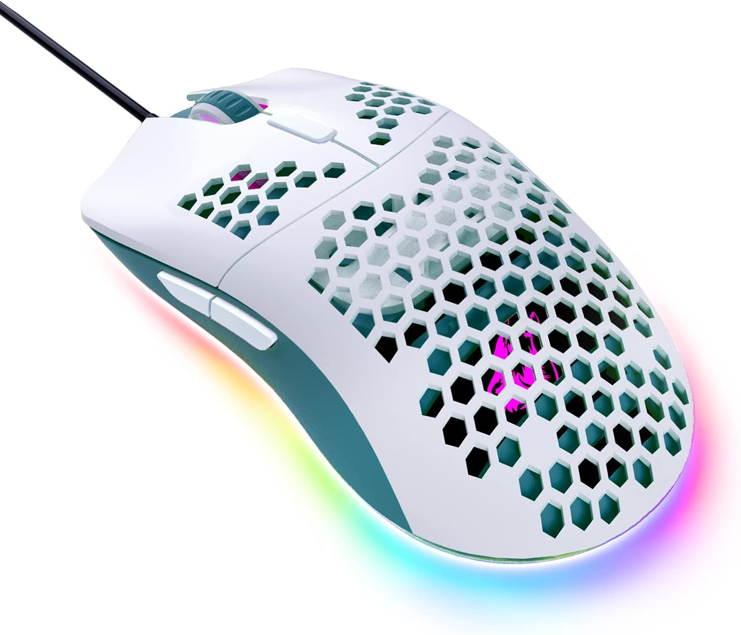 MAGIC-REFINER Wired Lightweight Gaming Mouse, 69g Ultralight Honeycomb Shell, RGB Chroma Backlit, 6400 DPI Optical Sensor, Ergonomic 6 Programmable Buttons for E-Sports,Laptop,PC,Mac Gamer
