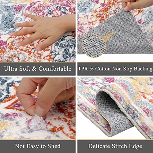 Vaukki Soft Laundry Non Slip Runner Mat, Washable Vintage Farmhouse Kitchen Shaggy Area Carpet For Bathroom, Hallway Entryway And Bedroom (2' X 6', Colorful) #TOP2