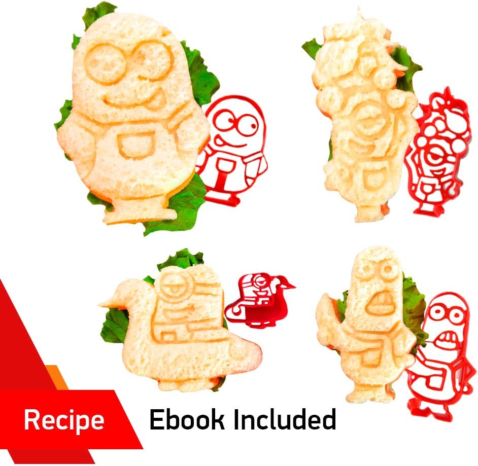 MINION SANDWICH CUTTERS – Includes 4 Different Molds - Perfect for Making Cookies, Mini-Sandwiches, Shaped Cheese, Fruits, Ham and Bologna (a. Minion Set)