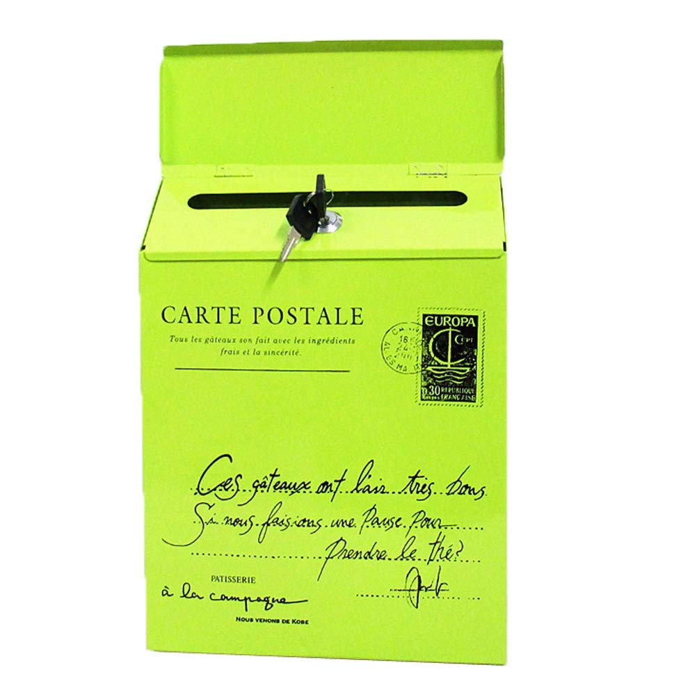 Boîte aux Lettres Murale verrouillable, Grande capacité, Multicolore, Style rétro, en métal, idéale pour la Maison, Le Bureau ou l'école.