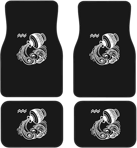 Zodiac Sign Aquarius Floor Mats for Cars, All-Weather Car Mats, Fit Automotive Floor Mats for Cars Trucks SUV, Universal Floor Liner Car Accessories