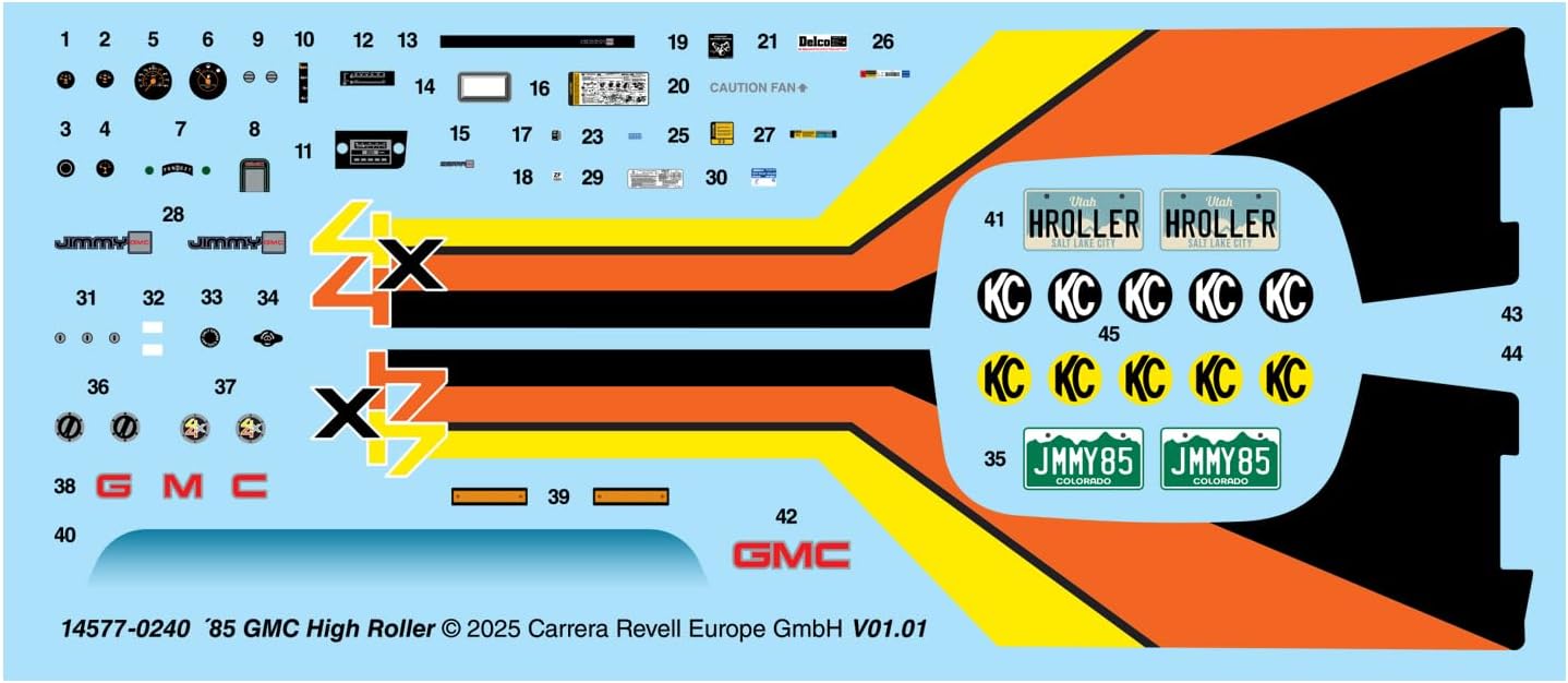 Revell 14577 ’85 GMC Jimmy 4x4 High Roller 1:25 Scale 175-Piece Skill Level 4 Model Building Kit - Image 10