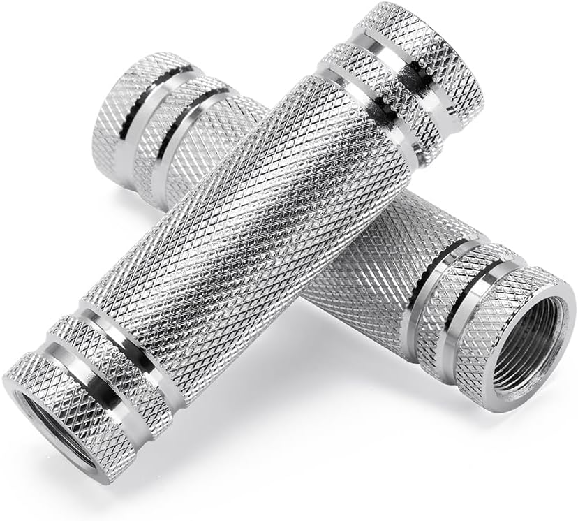 Northdeer Knurled Steel Handles Pair w/Female Threads for Northdeer Dumbbells – Chrome Dumbbell Bars Accessories