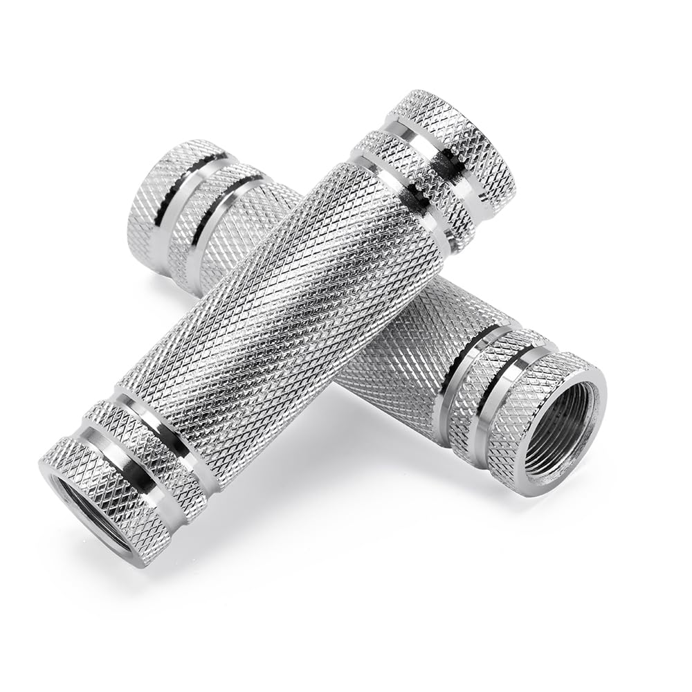 Northdeer Knurled Steel Handles Pair w/Female Threads for Northdeer Dumbbells - Chrome Dumbbell Bars Accessories