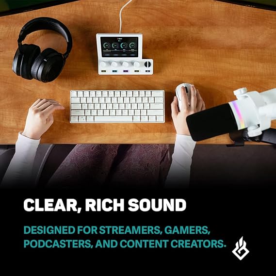 BEACN Audio Bundle - Studio Audio Interface, Dynamic USB Mic, and Mic Stand for Streaming, Gaming & Podcasting (Light)