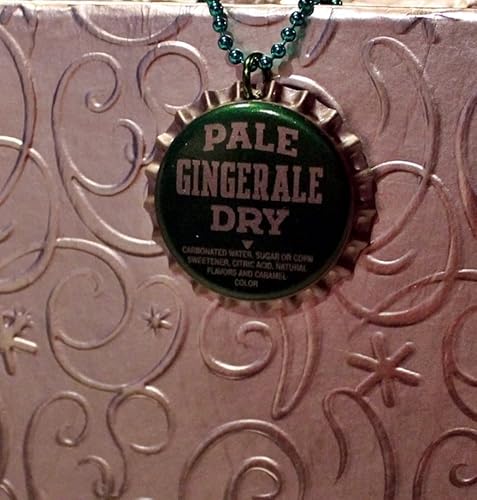 Pale Dry Gingerale Upcycled Bottlecap 17 Inch Necklace #TOP1