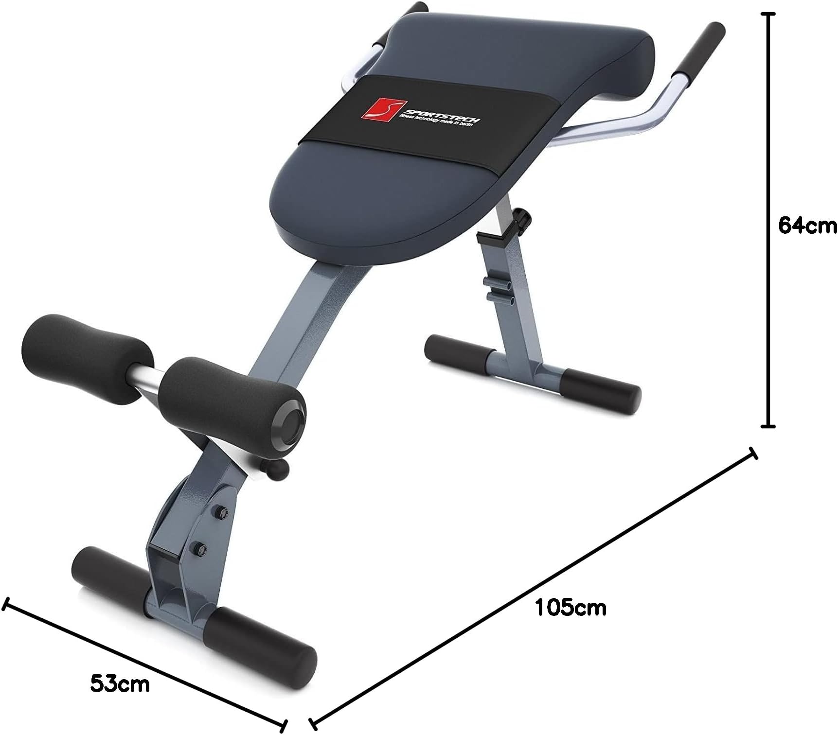 Sportstech Back and Abdominal Exercise Device Multifunctional 3-in-1 BRT200, Angled Folding Sit-up Bench Hyper Extension, Foldable, Home, Fitness, Exercise 5 Angles