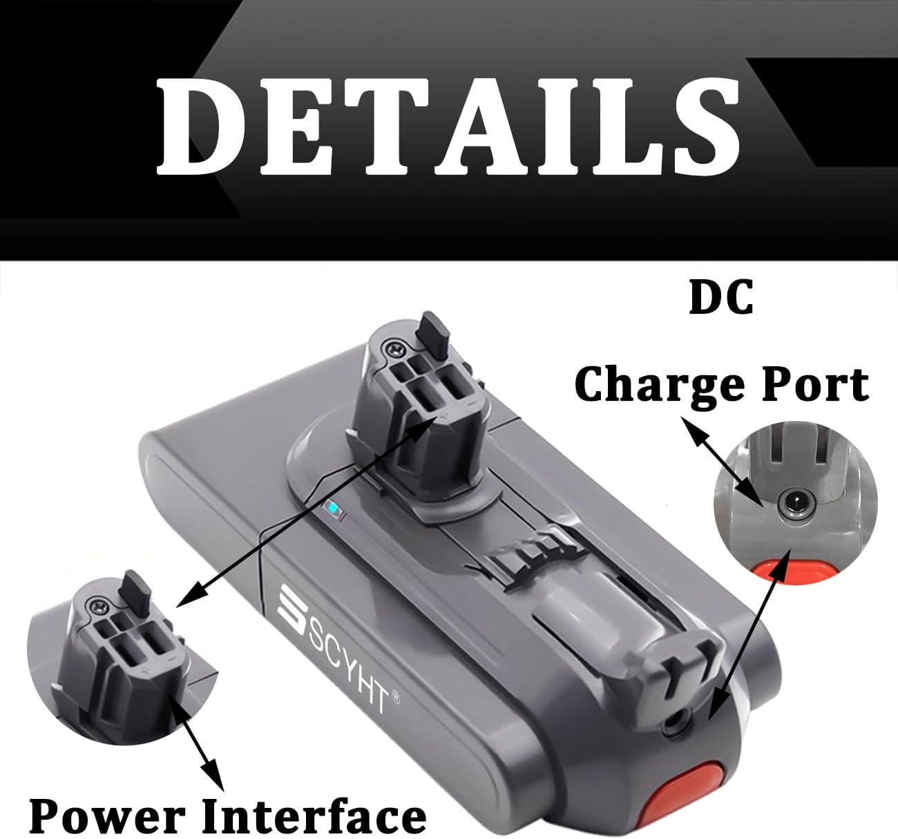 Replacement Battery 25.2V 5000mAh 3700mAh Lithium Battery 25.2V Vacuum Cleaner Batteries for V11 with Charger and Button for 50W - 126W Motor Kit,25.2v5000mah 2pack