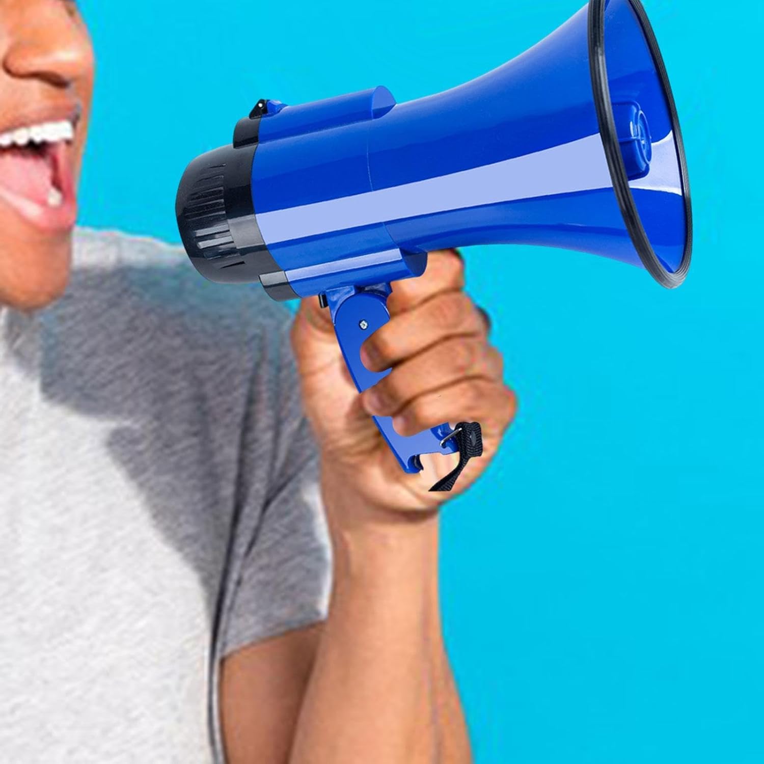 Megaphone Outdoor Portable Amplifier Gifts with Siren Blue Handheld 30W for Coaches Outdoors Hockey Cheerleading Fans