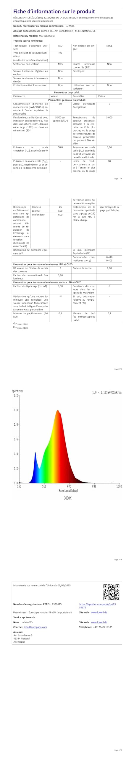 LQWELL® Plafoniera a LED, lampada da bagno impermeabile IP44, rotonda, piatta, 50W 3000K, 5500LM, moderna, semplice e sottile, per soggiorno, bagno, cucina, balcone, cantina, 600 x 25 mm