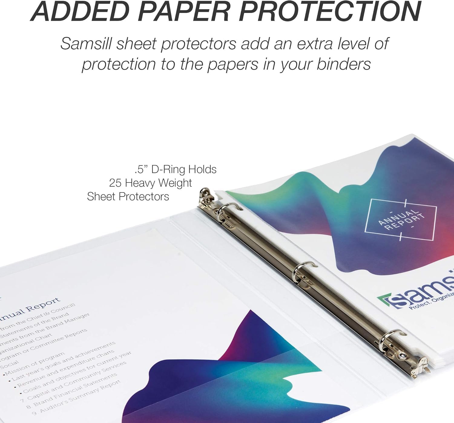 Samsill Durable 0.5 Inch Binder, D Ring Binder, Customizable Clear View Cover, White, 24 Pack, Each Holds 125 Pages