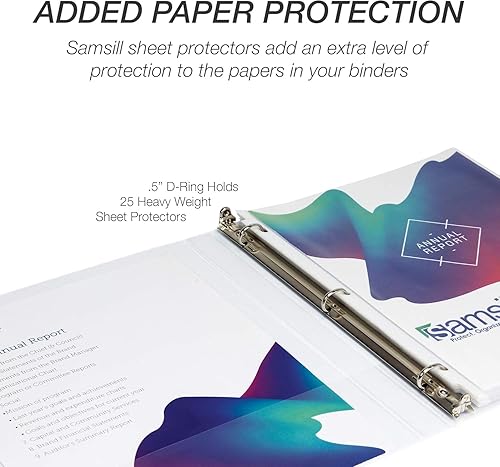 Vista 271 de Samsill Carpeta duradera de 1.5 pulgadas, fabricada en los Estados Unidos, carpeta de anillos en D, carpeta transparente personalizable, surtido