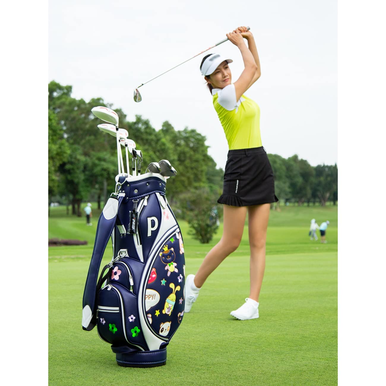 Damska torba golfowa, modna wodoodporna torba golfowa ze skóry z mikrofibry, przenośny, lekki organizer na kije golfowe na pole golfowe i podróże vision