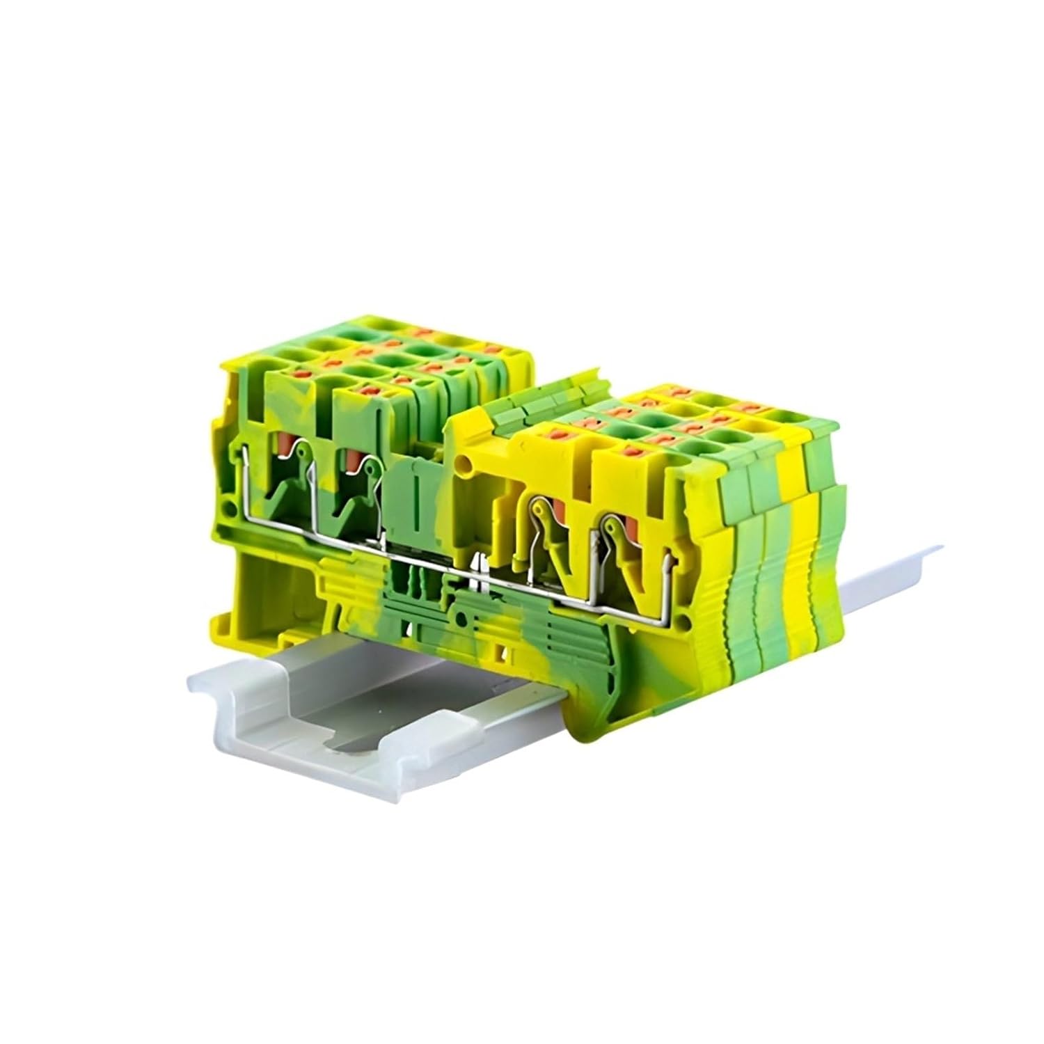 10Pcs PT2.5-Quattro-PE Din Rail Ground Terminal Blocks Spring Feed Through Connection Ground Terminal Block Wire Conductor