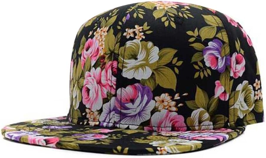 Dope Floral Adjustable Baseball Snapback Hats and Caps for Men/women Flower Brim Sports Hip Hop Cap Light Blue