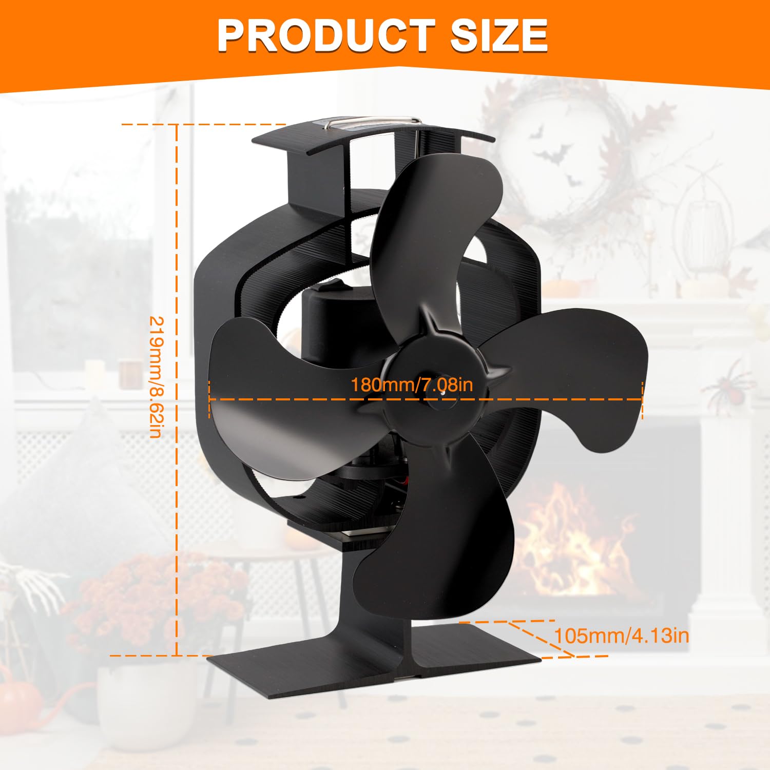 Ventilatore Per Stufa a Legna, Ventilatore oscillante per camino, Ventola Stufa Legna con 4 Pale, Ventola da Caminod Silenzioso Alimentato Calore, Efficiente Ventilatore per stufa