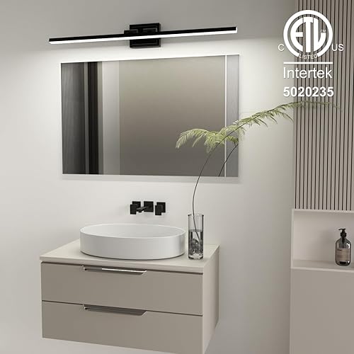 Miniatura 5 de VOLISUN Moderna lámpara de tocador de baño de 48 pulgadas, giratoria, 30 W, regulable, 5CCT, lámpara de baño LED sobre el espejo, luz de tocador de