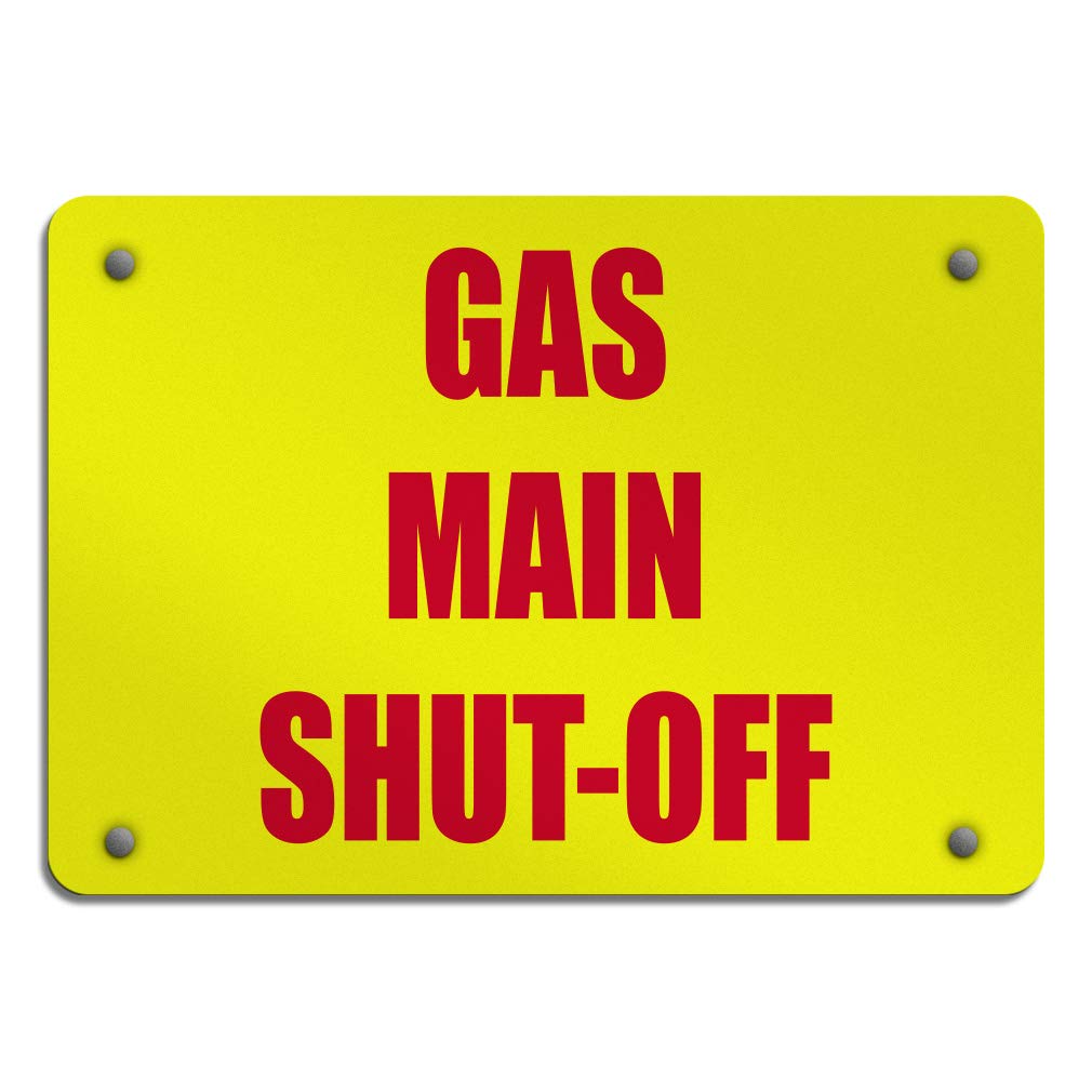 Aluminum Weatherproof Metal Sign Multiple Sizes Gas Main Shut Off Style 1 Hazard Emergency 10INx7IN Horizon…