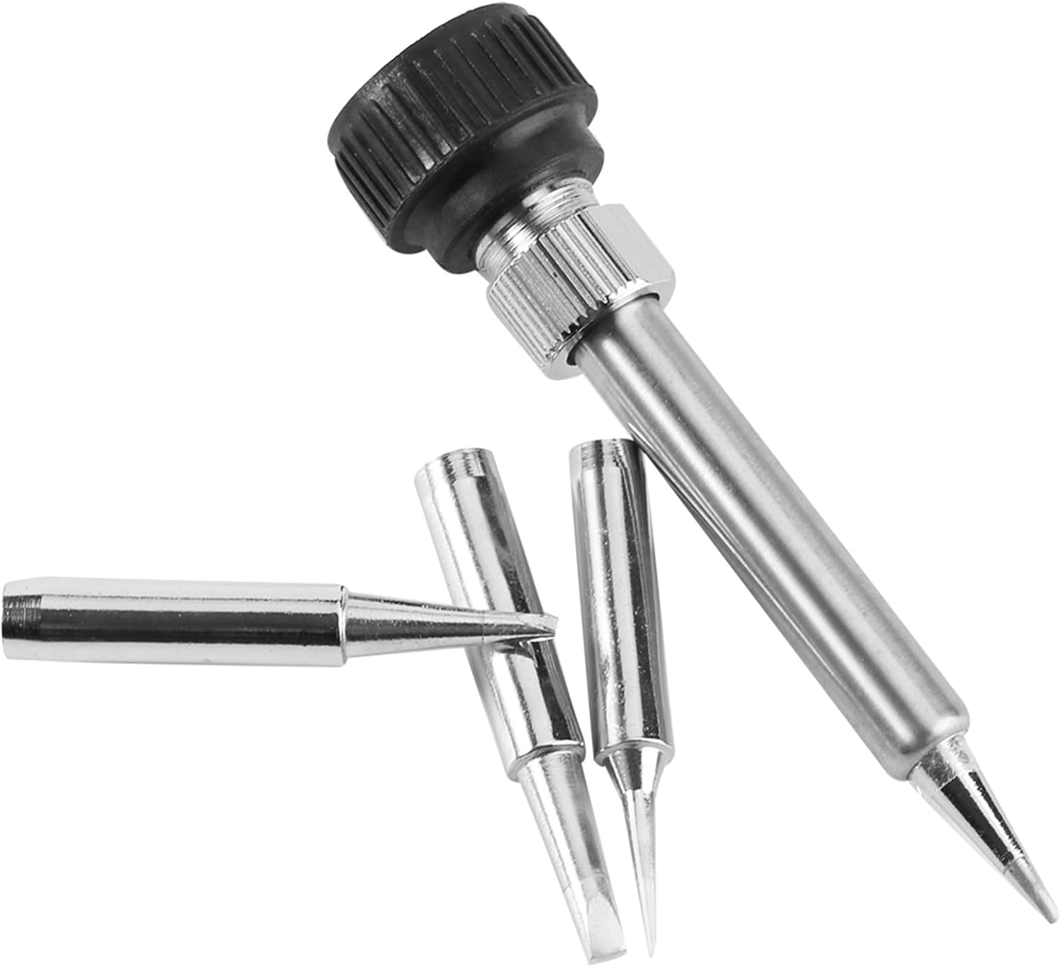 Soldering Iron Tips 10Pcs, Copper Tips Replacement Soldering, Soldering Tips with Retaining Sleeve, Suitable for 936, 937, 938, 969, 8586, 852D Solder Station