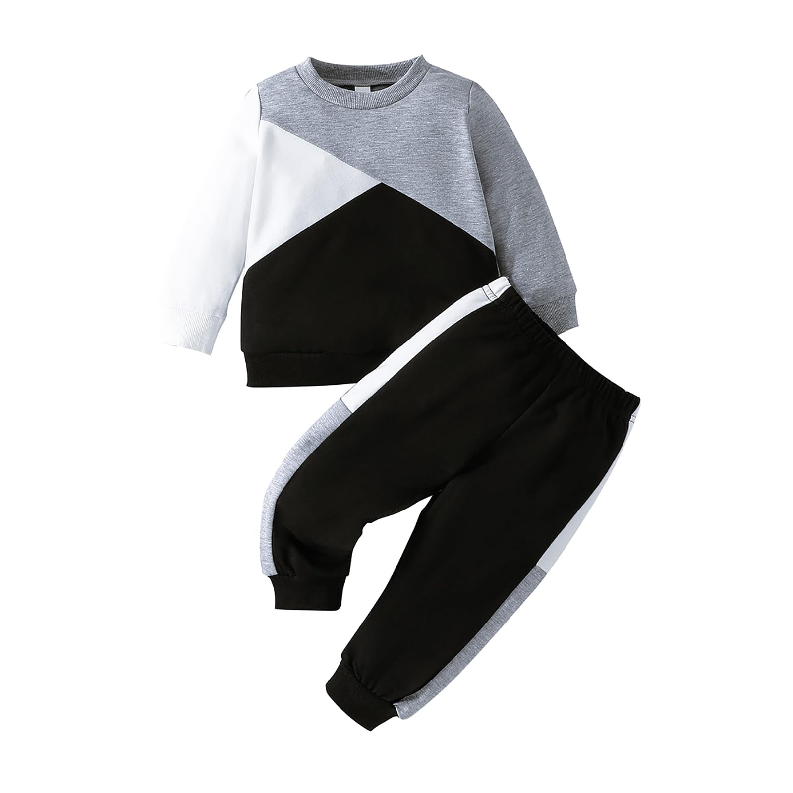 Fnaobai Kleinkind kleiner Junge Sweatshirt Hose Outfits Set Kleinkind Farbe Blockierung Herbst lange Ärmel Tops Winter Trainingsanzug Kleidung