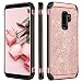 Galaxy S9 Plus Case,Samsung S9 Plus Case,BENTOBEN Shockproof Glitter Bling Hybrid Hard Cover Laminated Luxury Sparkly Faux Leather Chrome Protective Case for Samsung Galaxy S9 Plus(SM-G965U),Rose Gold