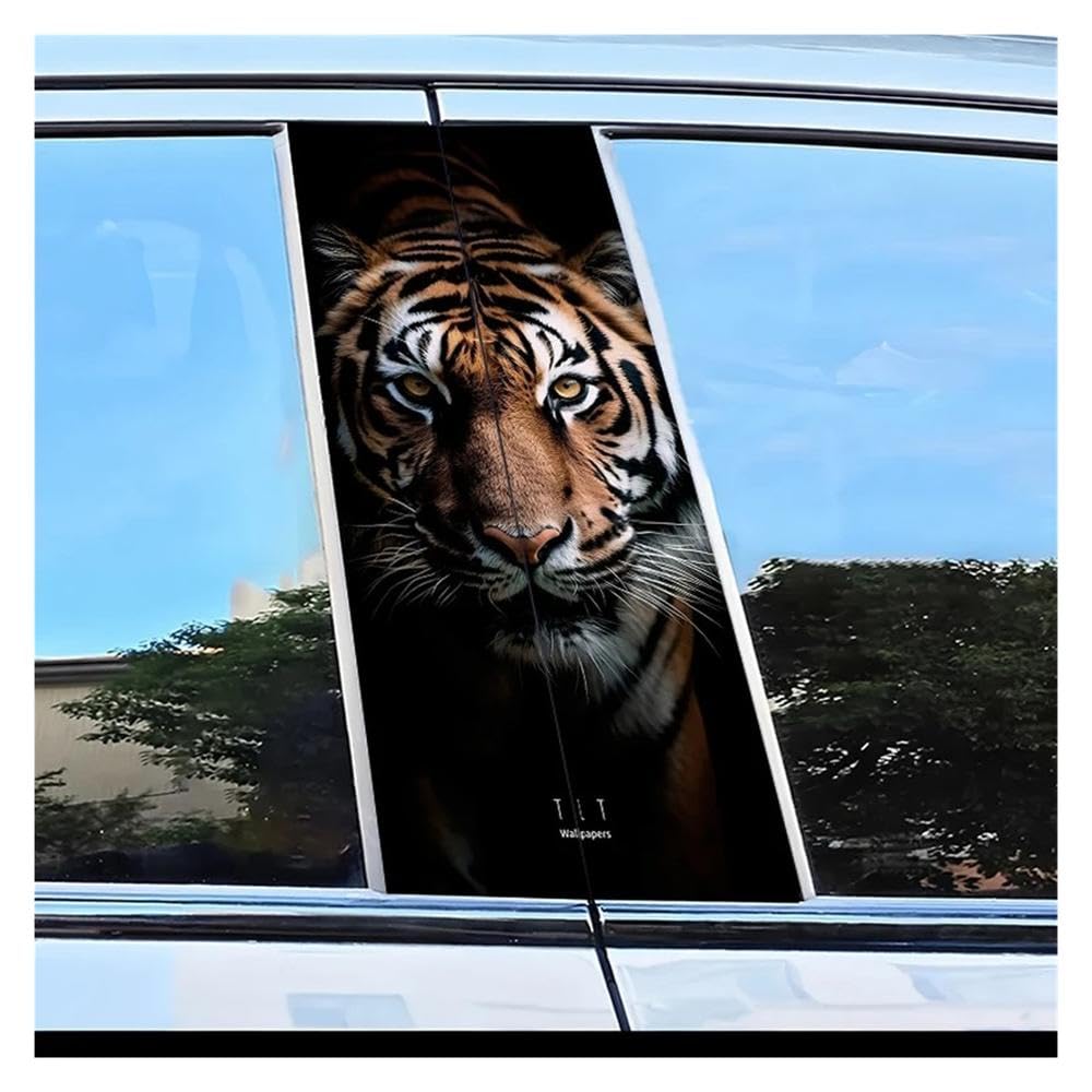 Dabhuoc One Color Car Parts 2Pcs Car B-Pillar Sticker Tiger Pattern Scratch Resistant Film