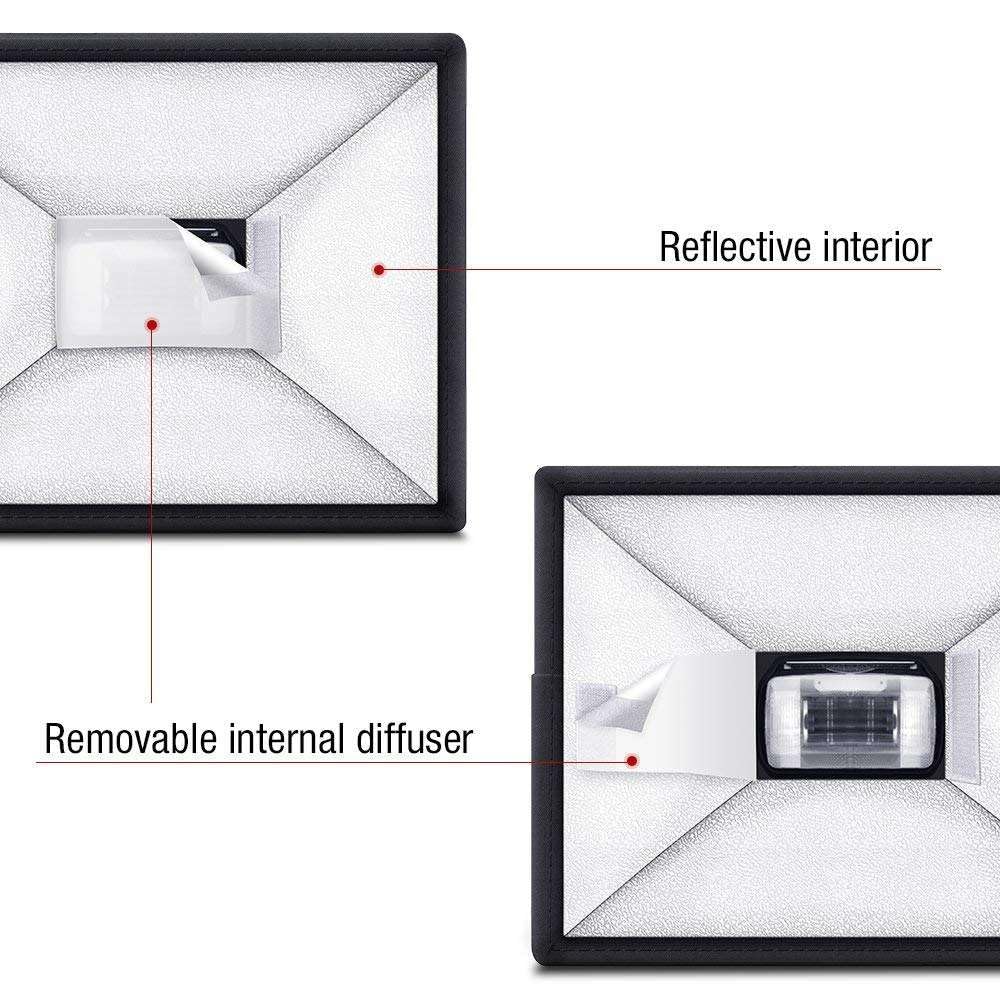 REFLEX CAMERA Difusor de flash universal Softbox de 30 x 20 cm para cámara réflex digital Speedlite | Modificador de luz portátil plegable para flash | Iluminación suave y uniforme con bolsa de
