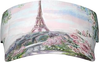 XIXIAN Beautiful Tower Paris Printed Adult Sunscreen Visor Cap Lightweight and Breathable Adult Sun Visor Empty top hat Versatile Outdoor hat Black