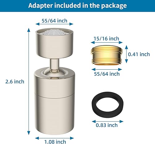 Miniatura 6 de Hibbent Aireador de grifo certificado NSF 61, aireador de grifo de fregadero de cocina, 2 certificados CUPC de flujo de agua extensor de grifo