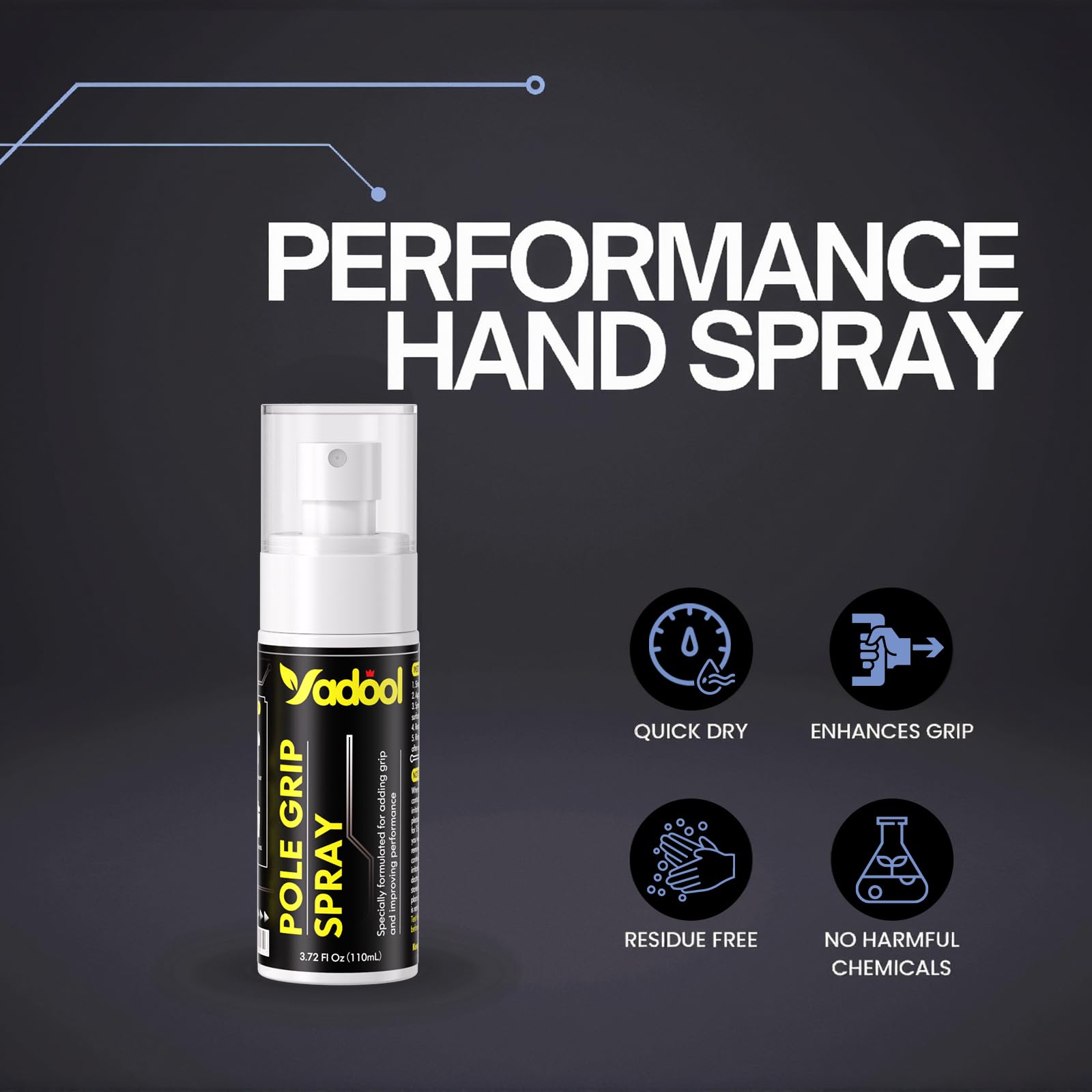 Yadool Sports Hand Grip Spray, Grip Enhancer for Athletes, Boost Performance & Maximize Control - Ideal for Tennis, Golf, Football, Pole Dancing, Basketball, Baseball and More - 3.72 Fl Oz
